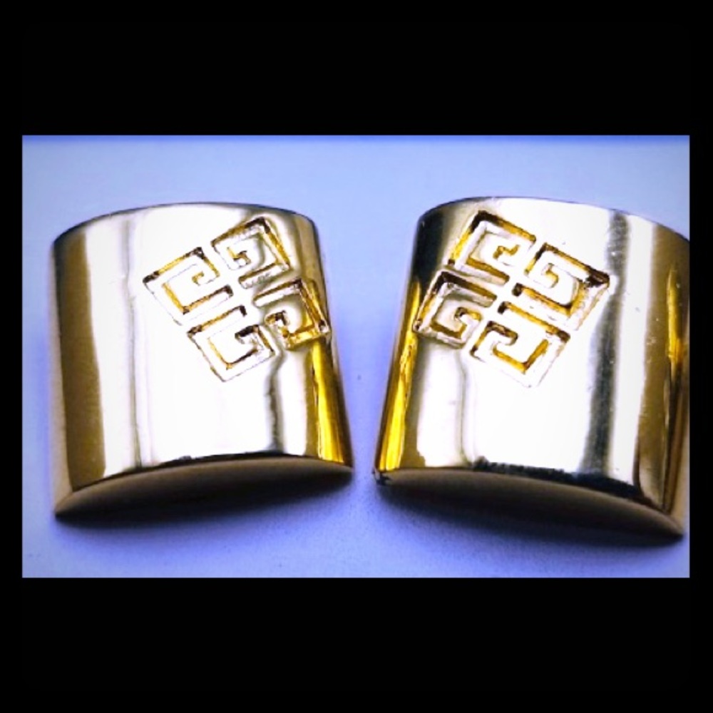 Givenchy logo signed clip earrings